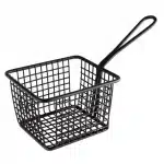 Large Square Chip Presentation Basket With Handle Black 12x10x8cm