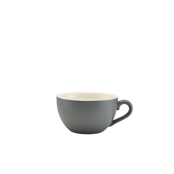 TH_322118MG Genware Porcelain Matt Grey Bowl Shaped Cup 17.5cl/ 6oz - Image 1