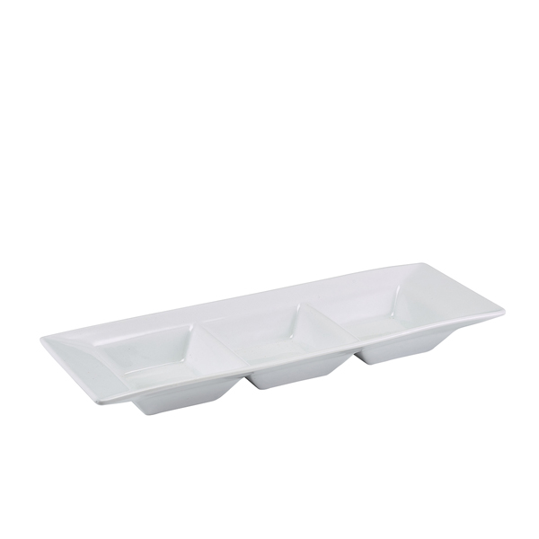 TH_353825 GenWare Porcelain Triple Dish 25.4 x 9cm/ 10 x 3.5" - Image 1
