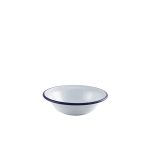 Enamel Bowl White with Blue Rim 16cm/ 6.25"