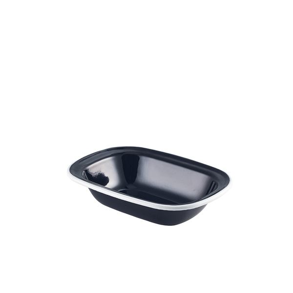 TH_44018BK Enamel Pie Dish Black with White Rim 18cm - Image 1
