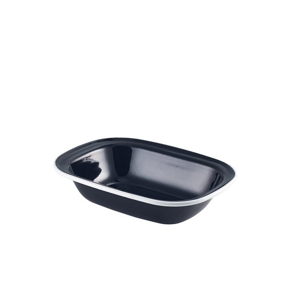 TH_44020BK Enamel Pie Dish Black with White Rim 20cm - Image 1