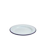 Enamel Wide Rim Plate White & Blue 20cm