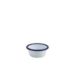 Enamel Ramekin White with Blue Rim 8cm Dia 90ml/ 3.2oz