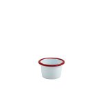 Enamel Ramekin White with Red Rim 7cm Dia 90ml/ 3.2oz