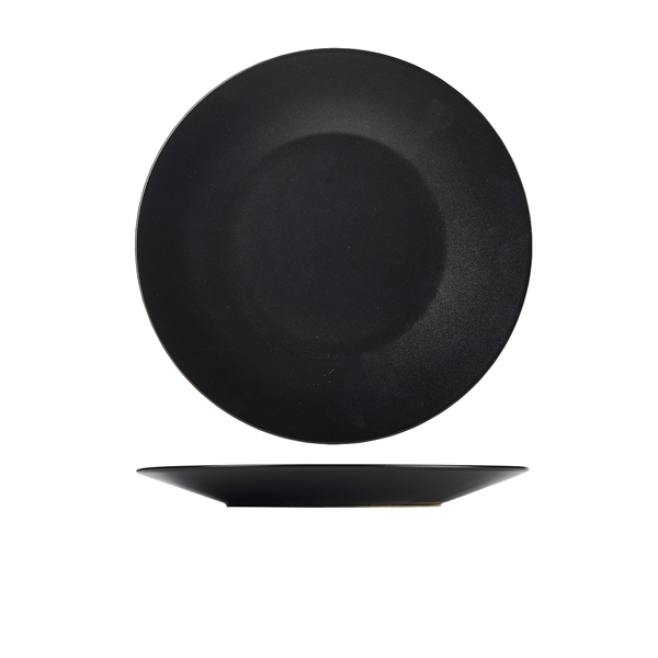 TH_B2965 Luna Stoneware Black Wide Rim Plate 27.5cm/ 11" - Image 1