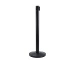 Black Barrier Post - Retractable Black Belt