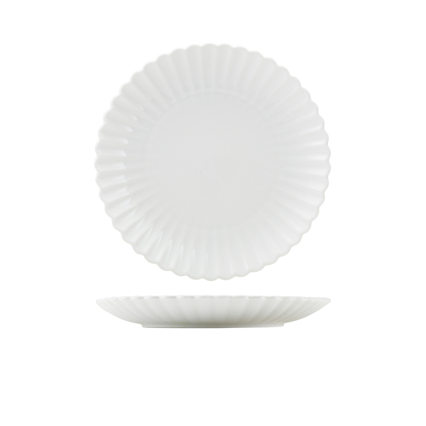 TH_CP-ISC26 Incise Porcelain Scalloped Coupe Plate 26cm - Image 1