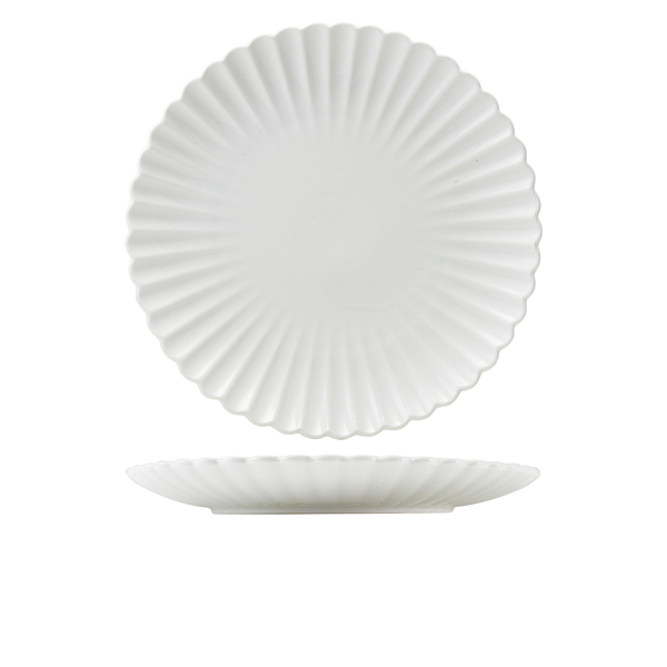 TH_CP-ISC30 Incise Porcelain Scalloped Coupe Plate 30cm - Image 1