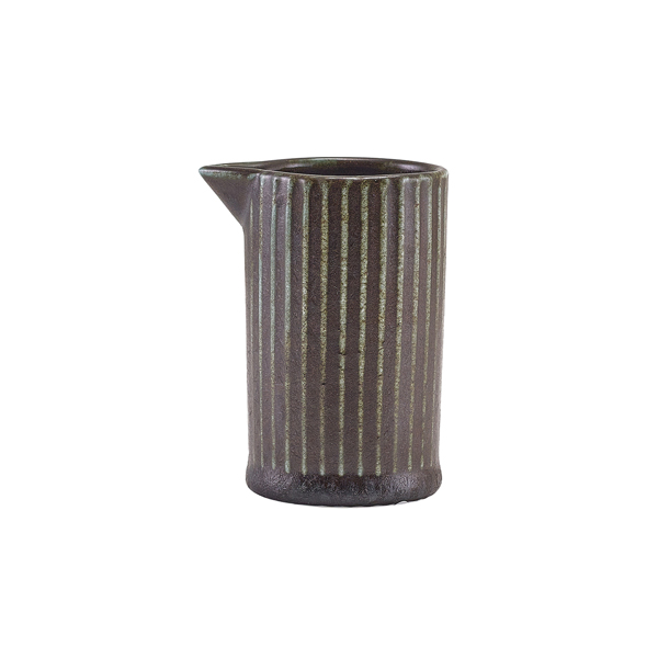 TH_JUG-PBKF10 Terra Porcelain Black Fluted Jug 10cl/3.5oz - Image 1