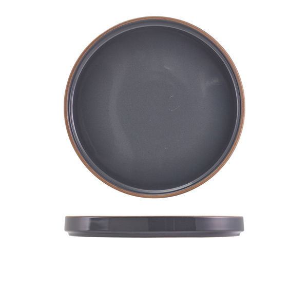 TH_LP-KDG25 GenWare Kava Dark Grey Stoneware Presentation Plate 25cm - Image 1