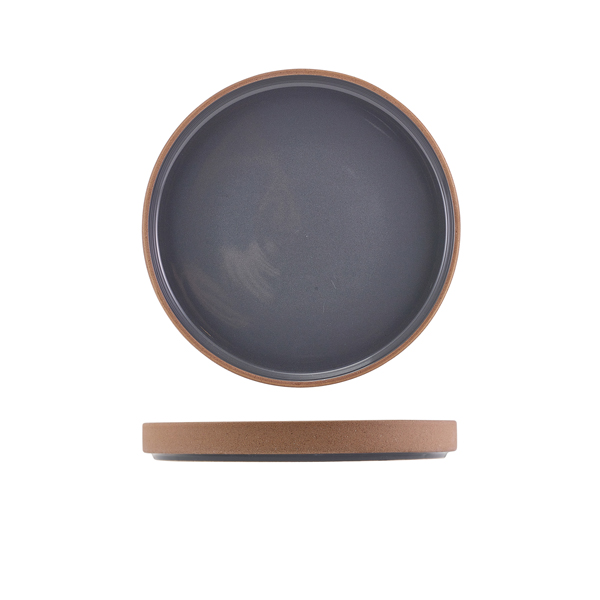 TH_LPR-KDG20 GenWare Kava Dark Grey Stoneware Raw Wall Presentation Plate 20cm - Image 1