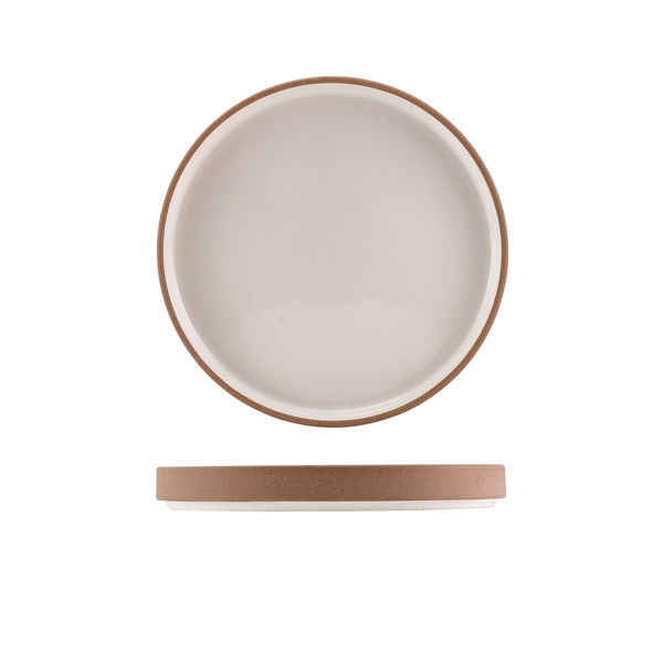 TH_LPR-KW20 GenWare Kava White Stoneware Raw Wall Presentation Plate 20cm - Image 1