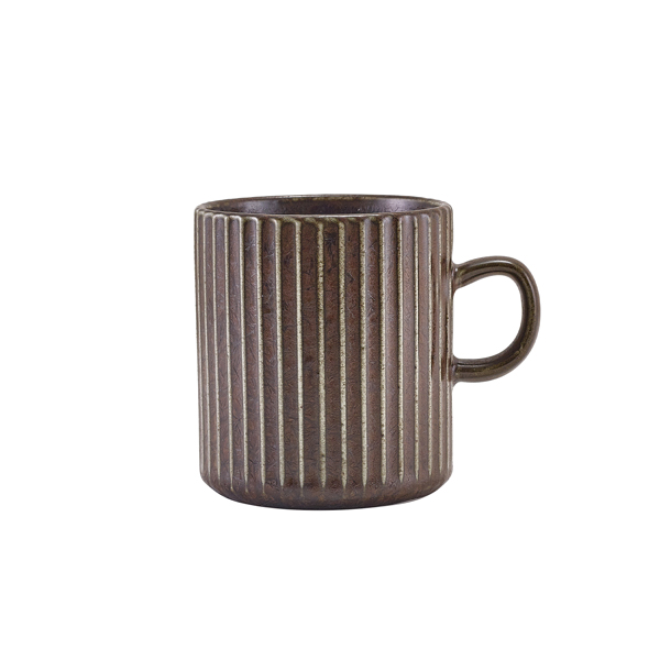 TH_MUG-PBKF32 Terra Porcelain Black Fluted Mug 32cl/11.25oz - Image 1