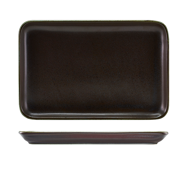 TH_NR-PBK32 Terra Porcelain Black Rectangular Platter 30 x 20cm - Image 1
