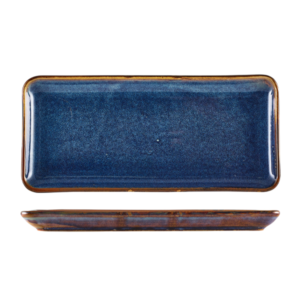 TH_NR-PBL36 Terra Porcelain Aqua Blue Narrow Rectangular Platter 36 x 16.5cm - Image 1