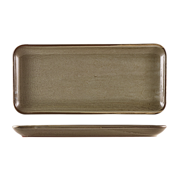 TH_NR-PG36 Terra Porcelain Grey Narrow Rectangular Platter 36 x 16.5cm - Image 1