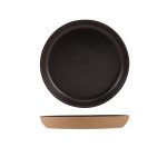 GenWare Kava Black Stoneware Ribbed Plate 20cm