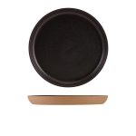 GenWare Kava Black Stoneware Ribbed Plate 25cm