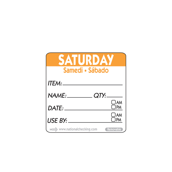TH_RIDU2206R 50mm Saturday Removable Day Label (500) - Image 1