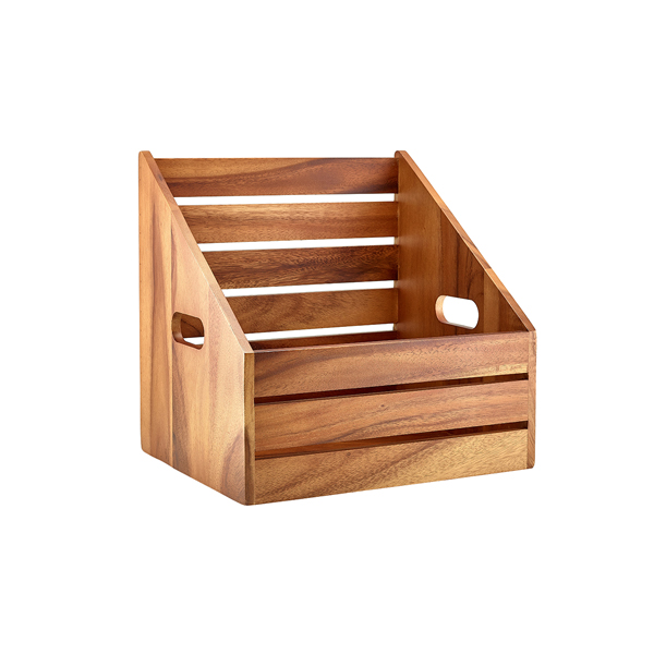 TH_RSR-W3226A GenWare Acacia Wood Angled Crate GN 1/2 - Image 1