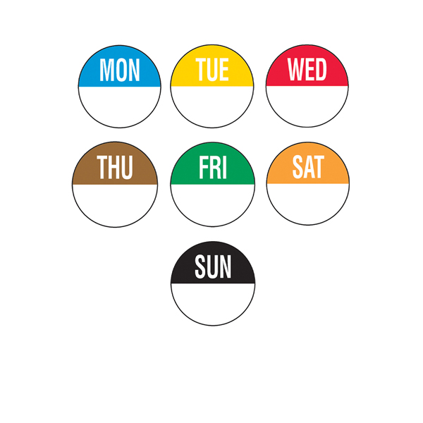TH_SLC7R 19mm Removable Day of the Week Labels 7 Days (7 X 1000) - Image 1