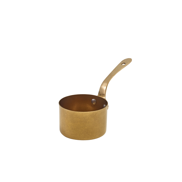 TH_SMS8GDV GenWare Gold Vintage Steel Mini Sauce Pan 7.8 x 4.5cm - Image 1