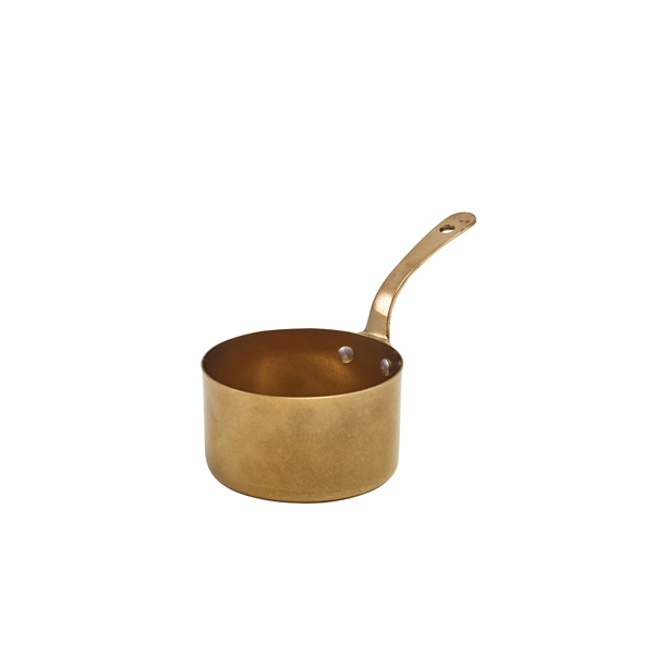 TH_SMS9GDV GenWare Gold Vintage Steel Mini Sauce Pan 9 x 5.25cm - Image 1