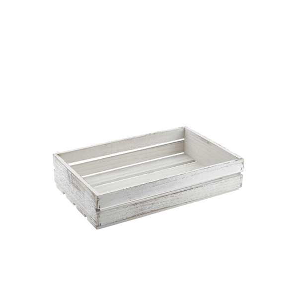 TH_TR225W Genware White Wash Wooden Crate 35 x 23 x 8cm - Image 1