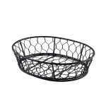 Genware Oval Black Wire Basket 24 x 18 x 6cm