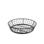 Genware Round Black Wire Basket 24 x 6cm