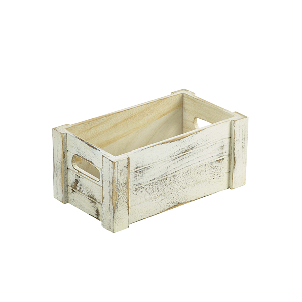 TH_WDC-2716W Genware White Wash Wooden Crate 27 x 16 x 12cm - Image 1