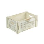 Genware White Wash Wooden Crate 34 x 23 x 15cm
