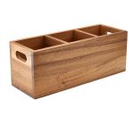 GenWare Acacia Wood 3 Compartment Cutlery Box