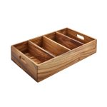 Acacia Wood 4 Compartment Cutlery Tray