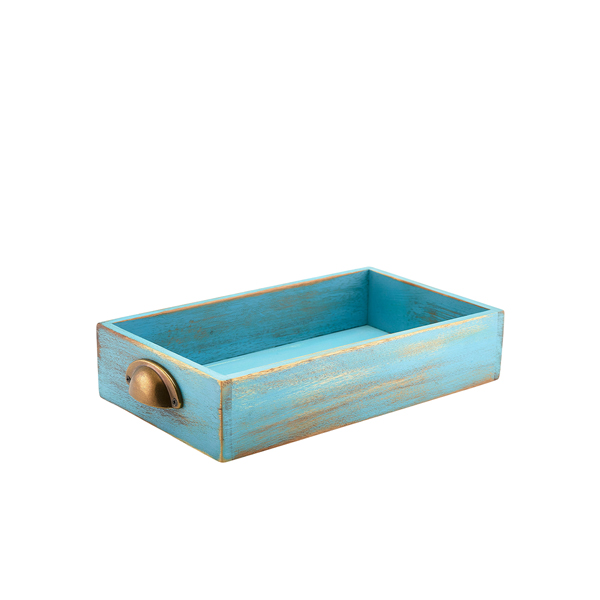 TH_WDD-3218BL Genware Blue Wash Acacia Wood Display Drawer GN 1/3 - Image 1