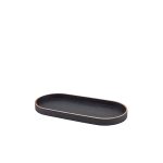 GenWare Oval Black Wood Veneer Tray 35 x 16.5cm